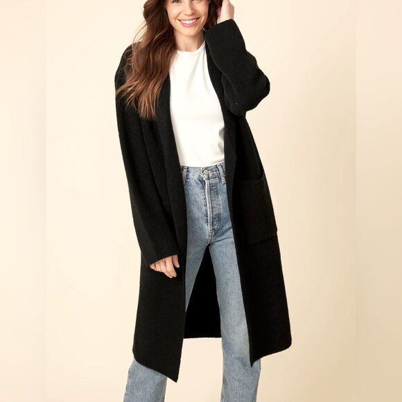NWT Revolve One Grey Day wool long jacket with front pockets sz small oversized - Picture 1 of 9